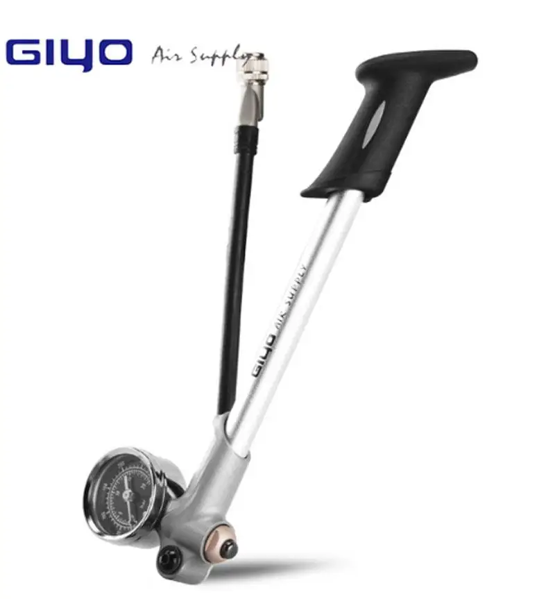 GIYO Pump 300psi High-pressure Bike Air Shock Pump For Fork& Rear Suspension Cycling Bicycle Pump Mountain Bike Pump With Gauge - Цвет: GIYO Silver