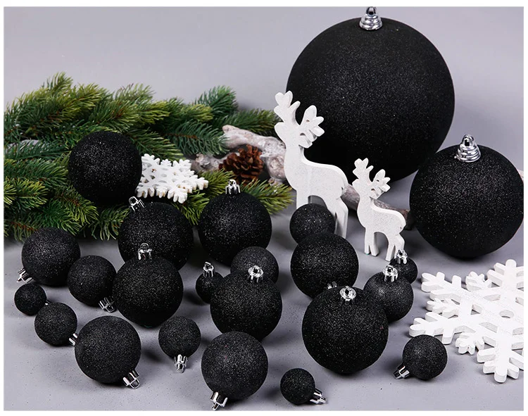 Новогоднее украшение, рождественская елка, подвесное украшение, рождественские черные шары, матовые шарики, декоративные шары 12 см