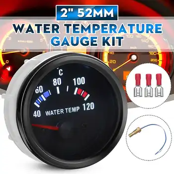 

2" 52mm Water Temperature Gauge Kit Analogue Digital LED Display Black Face with 1/8 NPT Sensor Univer Car Water Temper Meter