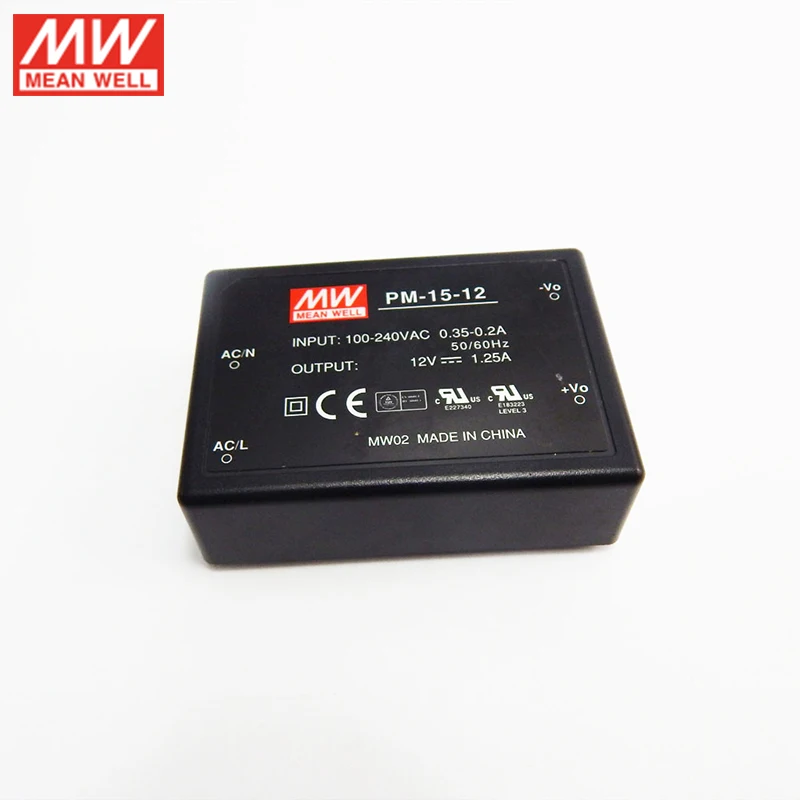 MEAN WELL PM 15 Вт в медицинский тип на плате импульсный источник питания 110 В/220 В