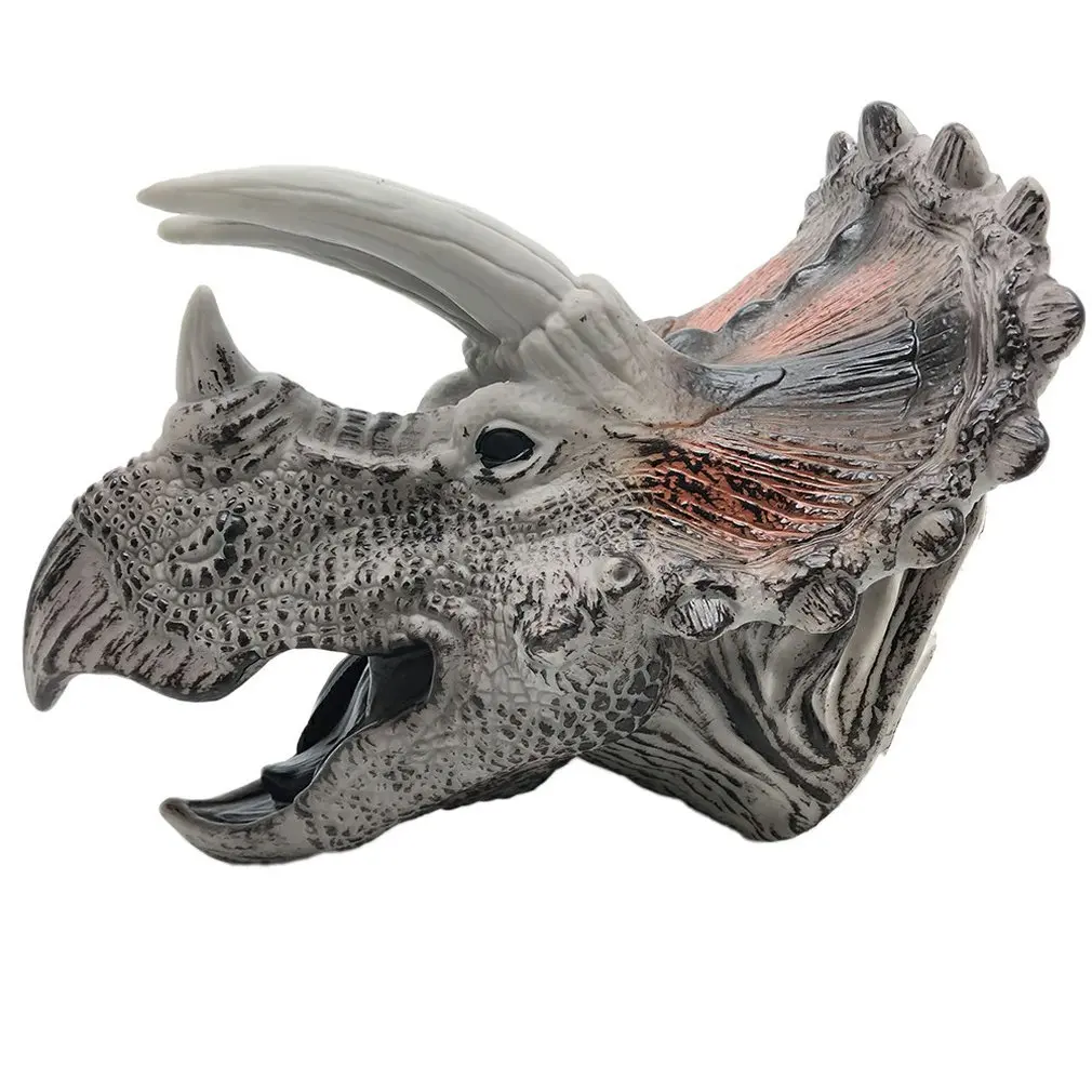 

Simulation Soft Puppet Mouth Arbitrary Deformation Animal Dinosaur Headgear Children'S Funny Vinyl Toys Triceratops