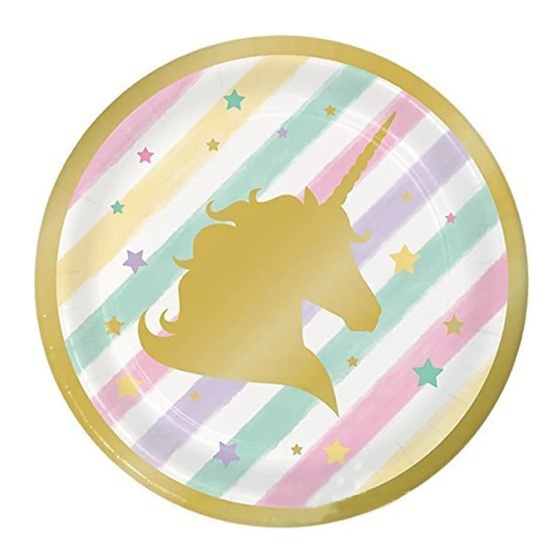 unicorn 7 inch 6 шт./партия, 7 дюймов, 9 дюймов, новые милые бумажные тарелки с изображением животных из джунглей, тарелки для вечеринки с животными, для детей, товары для дня рождения - Цвет: unicorn 7 inch