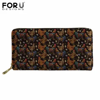 

FORUDESIGNS Womens Novelty Wallets Chicken Print Purse Vintage Lady Wallet with Coin Pocket Female Money Bags Travel Organizer