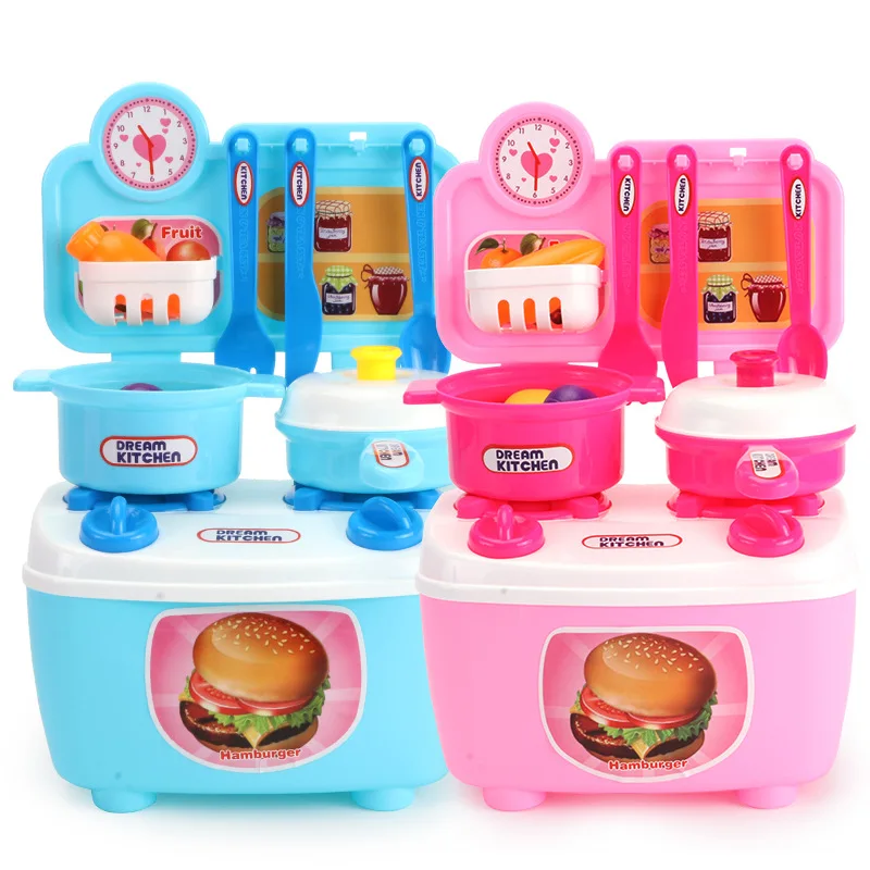 

Dreamy Mini Play House Toys Hot Selling Model Kitchen Tableware Taiwan Multi-functional GIRL'S Cooking Storage Set