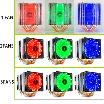 

CPU cooler 6 heat-pipes dual-tower cooling support 3 fans 3PIN CPU Fan for Intel 1156/1155/1151/1150/1366/2011 and For AMD