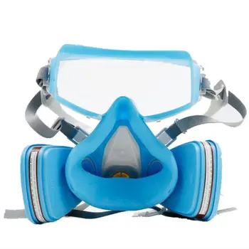 

Blue Anti-saliva Full Face Respirator Dust-proof Gas Mask Safety Chemical Anti-Dust Filter Workplace Safety Protection