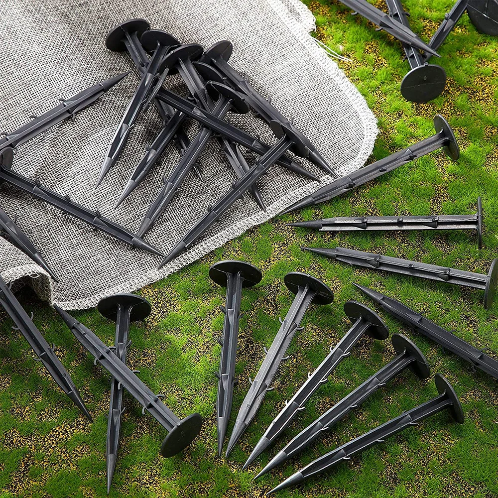 20 Pcs Plastic Garden Stakes, Anchors Plastic Landscape Anchoring Spikes,S od Staple for Camping Tent, Straw Blanket