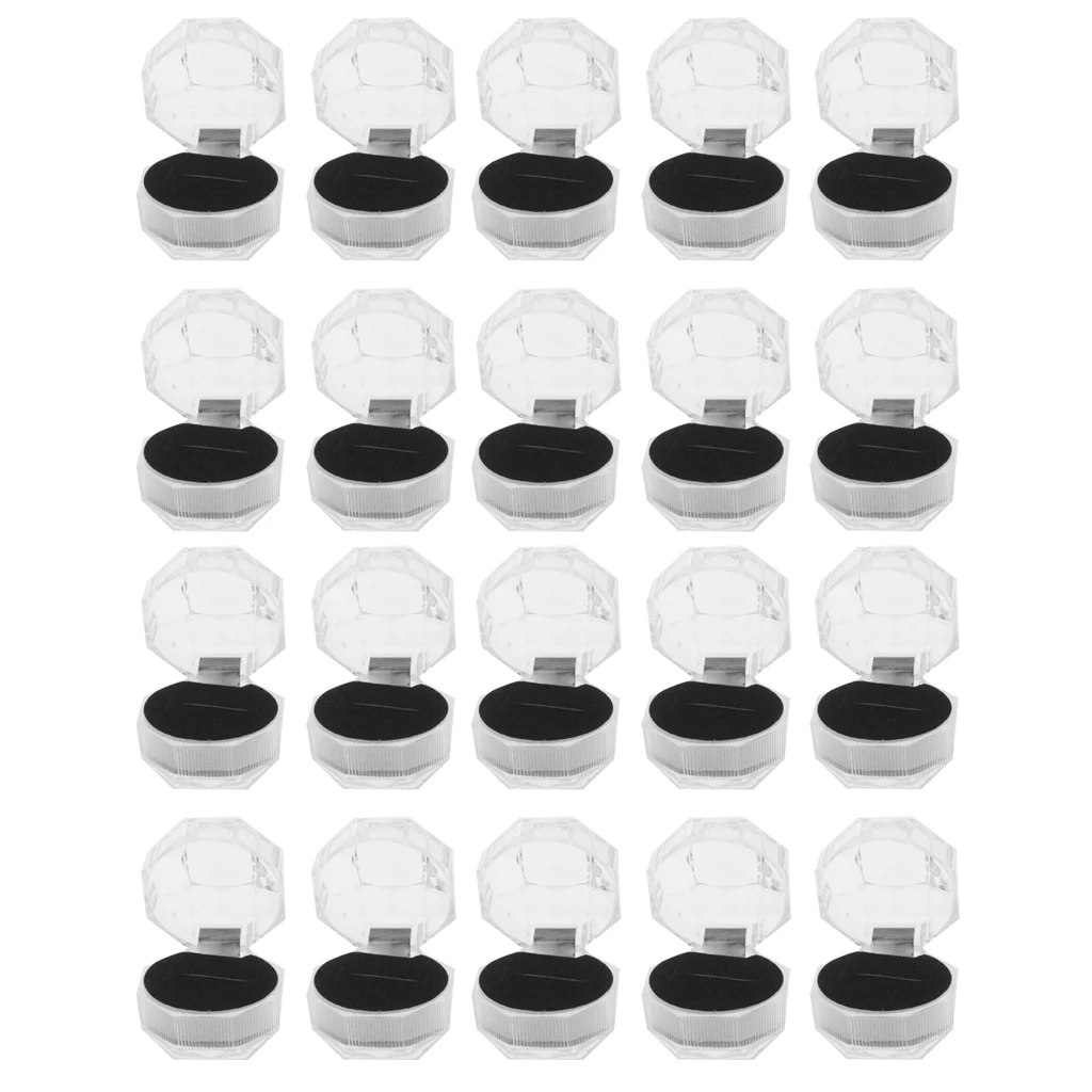 20 Pieces Acrylic Ring Earrings Jewelry Storage Box Display Holder Gift Case