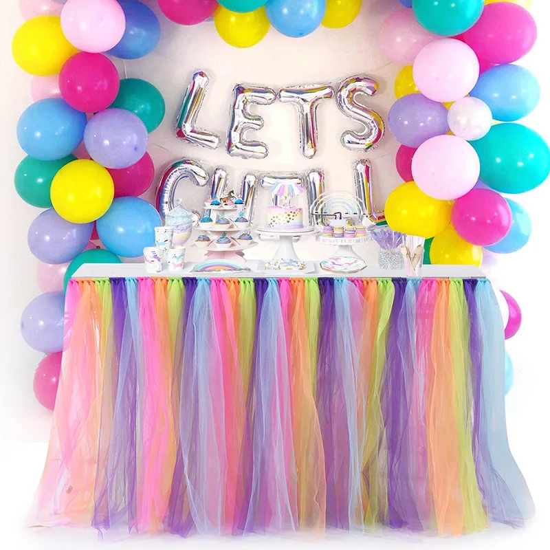 1set Tulle Table Skirt Birthday Party Wedding Decor Tutu Tulle Table Skirt European And American Style Lace Cream Table Skirting - Цвет: style 14