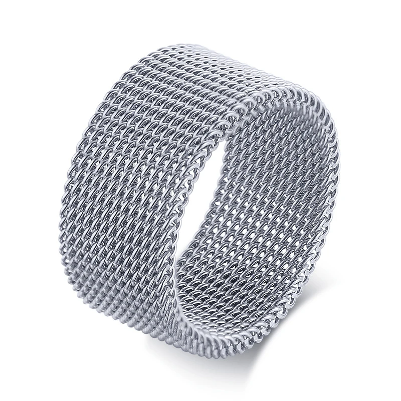 Unisex Contemporary Stainless Steel Mesh Band Ring