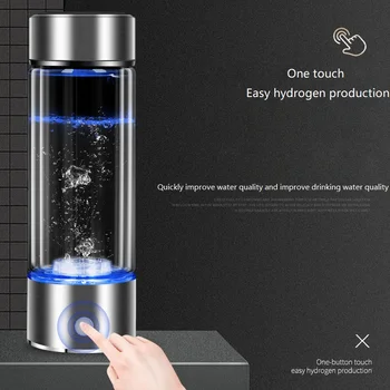 

SPE/PEM Hydrogen Rich Water Generator Japanese Alkaline Energy Glass bottle Anion Water Ionizer Anti USB H2 Healthy smart cup