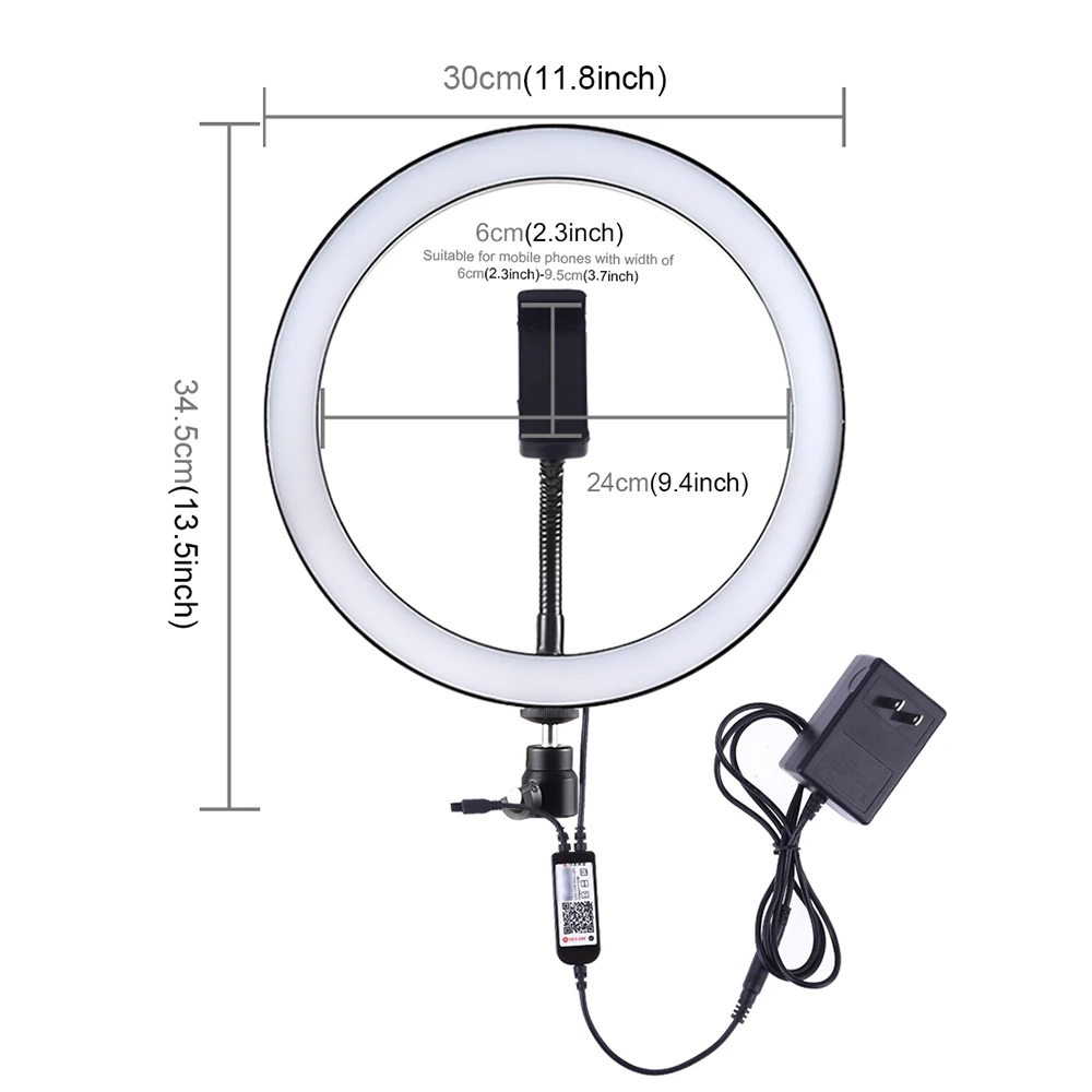 Светодиодный кольцевой светильник для видеосъемки с дистанционным управлением, регулировкой яркости, светильник для съемки в сети, Селфи