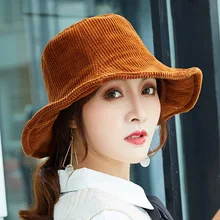 Женская панама, осень весна, складная Вельветовая твидовая Японская уличная одежда, Панама, шляпа для рыбалки, K Pop, элегантная большая широкая шляпа с козырьком