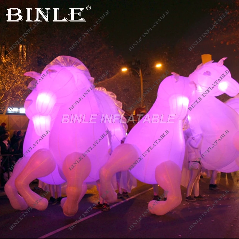 

Stage performance fun white giant inflatable horse costume with led animal mascot costume for adults