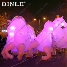 שלב ביצועים כיף לבן ענק מתנפח סוס תלבושות עם led בעלי החיים קמע תלבושות למבוגרים(China)