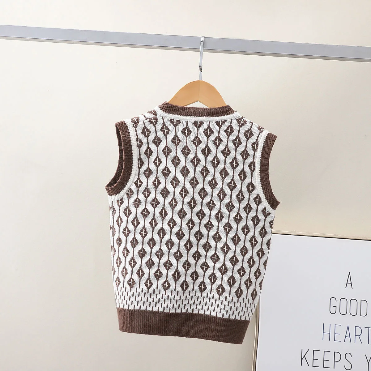 Baby Boys Wool Knit Vest Diamond pattern Kids Waistcoats Sleeveless Sweater For Girls Autumn V-neck Children Knitwear children vest
