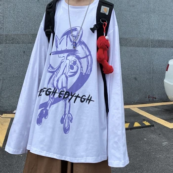 

PX2737 Cartoon printed loose bf wind long sleeve T-shirt women
