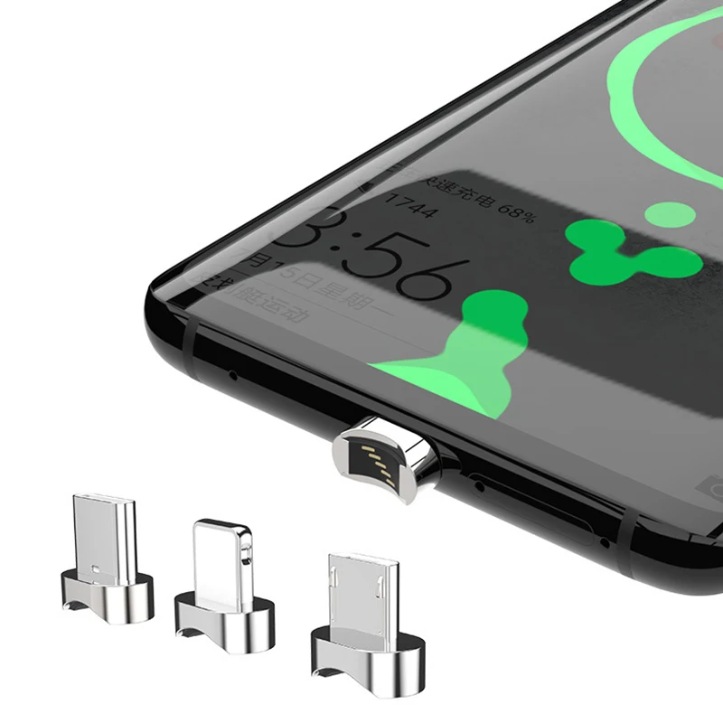Ams-магнитный usb-кабель для зарядки iPhone, синхронизация данных, нейлоновая оплетка, СВЕТОДИОДНЫЙ Магнитный зарядный кабель с индикатором, вращающийся на 180 градусов