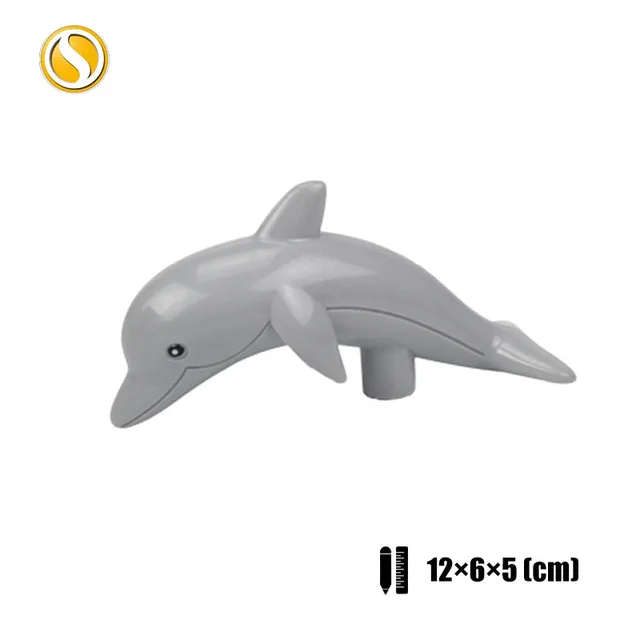 Original Big Size Assemble Building Blocks Accessory Toys For Children Compatible Big Size Animals Sets Zoo Bricks Baby Gifts Dolphin