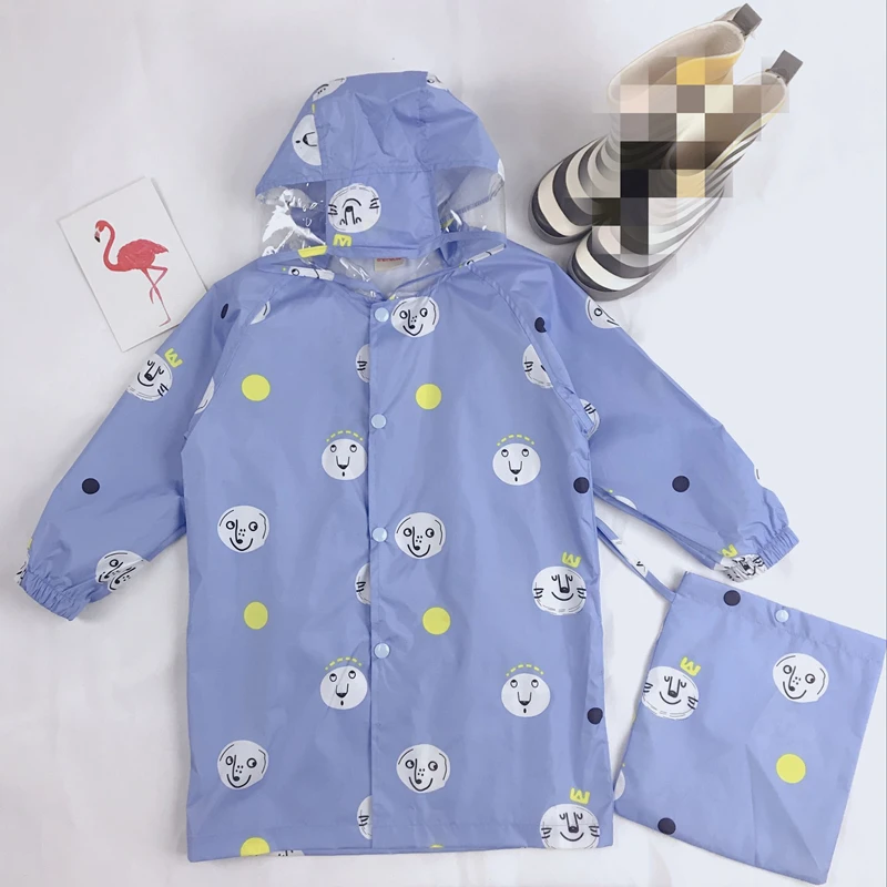 blue Детский плащ-дождевик с изображением единорога из мультфильма; непромокаемое пальто из полиэстера; Одежда для мальчиков; детская верхняя одежда; куртка для маленьких девочек; плащ-дождевик - Цвет: blue