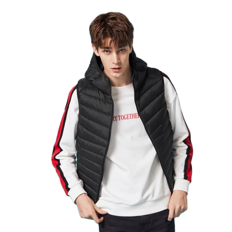 SEMIR Мужской легкий пуховый жилет с капюшоном на молнии карманом