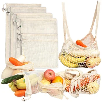 

Reusable Production Bags, Washable Environmental Protection Grid Food Bags, Suitable for Grocery Shopping Fruits, Vegetables, To