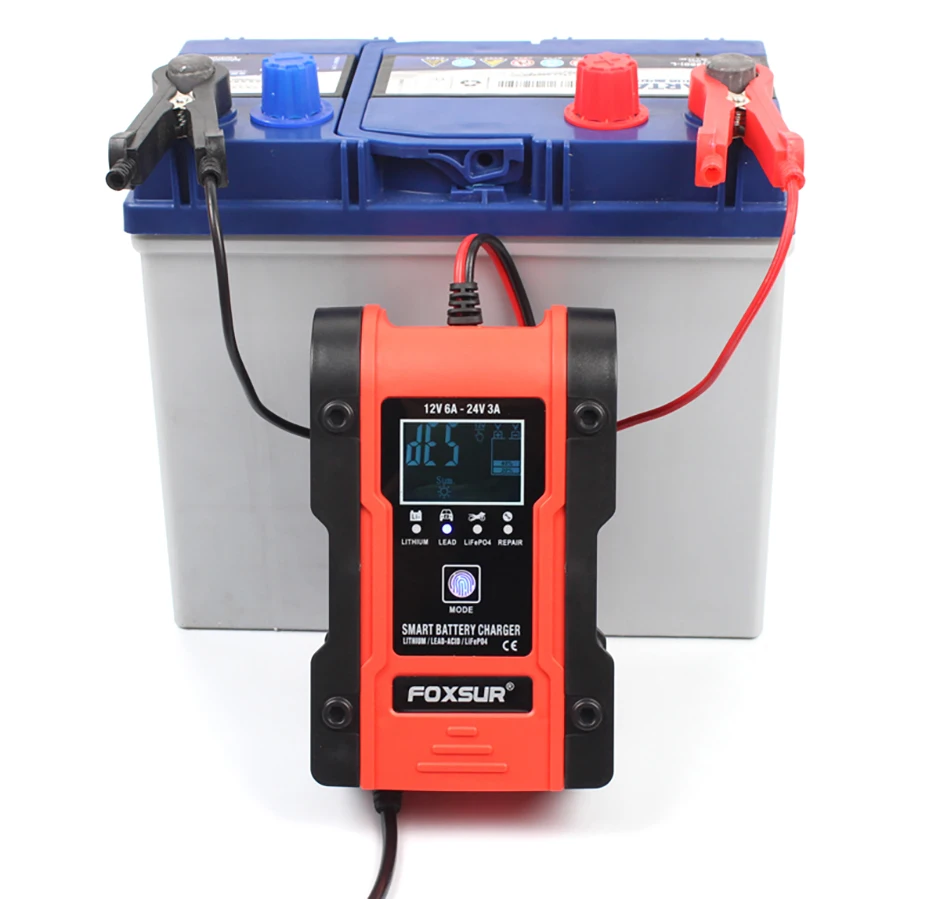 Truck Battery Charger Heavy Duty , FOXSUR 12V 6A 24V 3A Car Smart Battery Charger Fast Charge AGM LiFePO4 Lead-Acid Battery Truck Battery Charger Heavy Duty , FOXSUR 12V 6A 24V 3A Car Smart Battery Charger Fast Charge AGM LiFePO4 Lead-Acid Battery