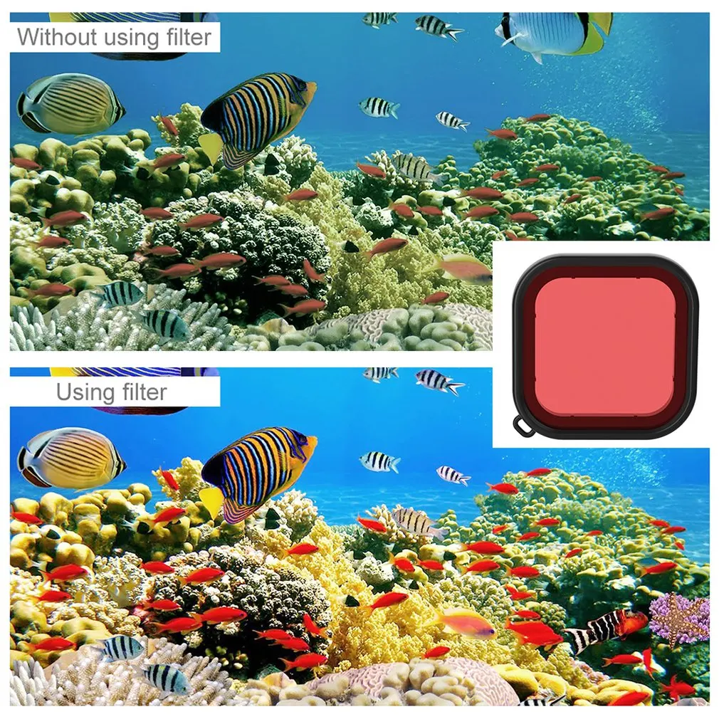 Подходит для Gopro Hero8 черный тонированный фильтр для дайвинга квадратный корпус Дайвинг цветной фильтр для объектива для Puluz