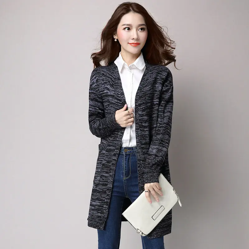 

Woman Autumn Spring Wool Knit Cardigan Dark Gray Red Open Stitch Design Sweaters Women Casual Plain Knitwear With Pockets Outer