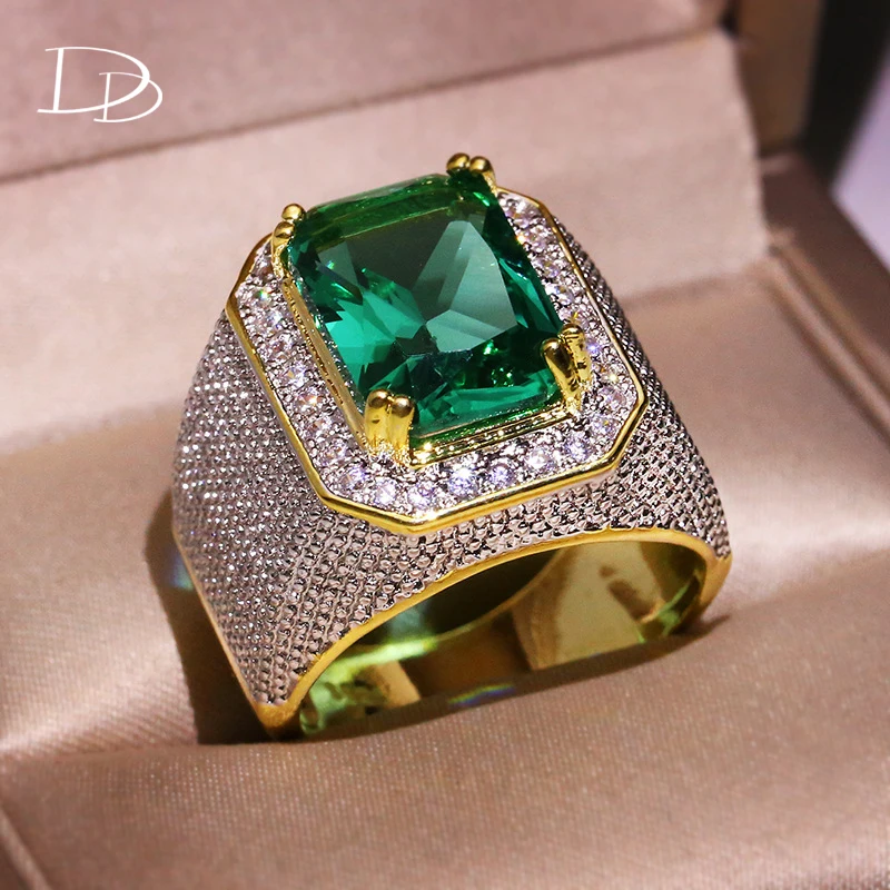 DODO Gold Color Big Fidget Ring For Men/Women Zircon Luxury Jewelry Wedding Trendy Engagement Party Rock Gift Drop Shipping D665