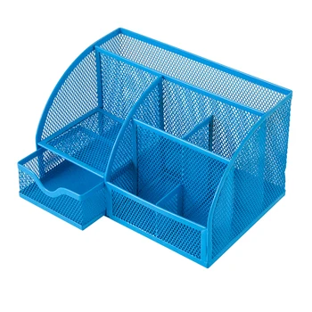 

Comix Mesh Desktop Organizer Caddy for Office, 7 Compartments for Sticky Notes, Staplers, and Pens -B2000