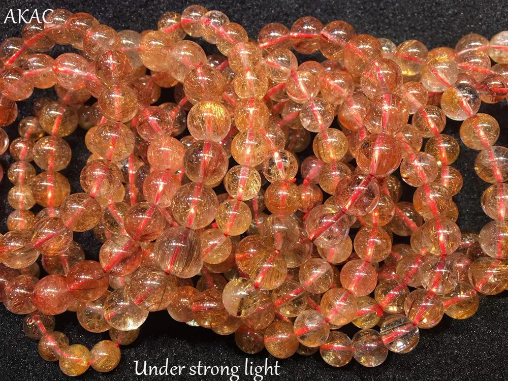 Free shipping AKAC grade A natural copper rutilated quartz bracelet 8-13mm good price
