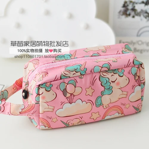 Мультяшный Единорог HelloKitty My Melody Cinnamoroll pompomparin Duffy stelllalou сумка для хранения косметики косметичка пенал для детей - Цвет: Небесно-голубой