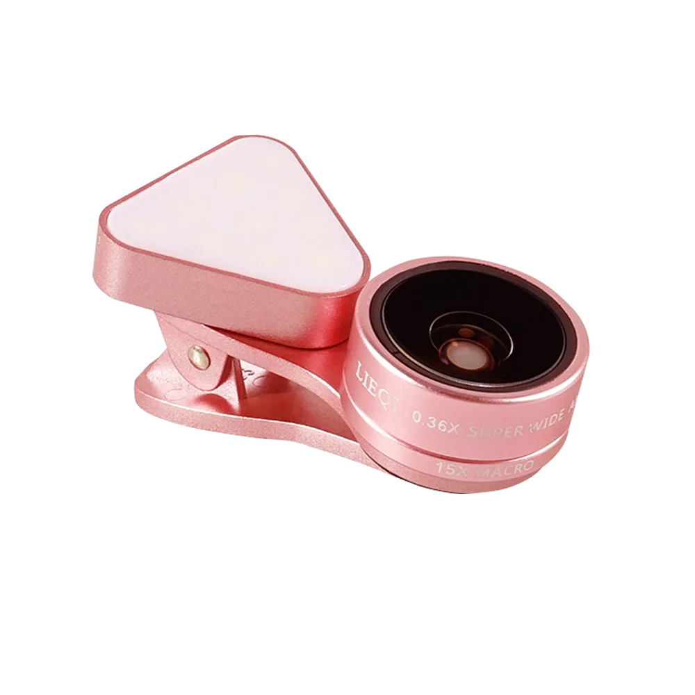 

LED Portable Selfie Ring Light Phone Camera Lens Fill-in Lamp Smartphones 0.36XWide Angle Lens