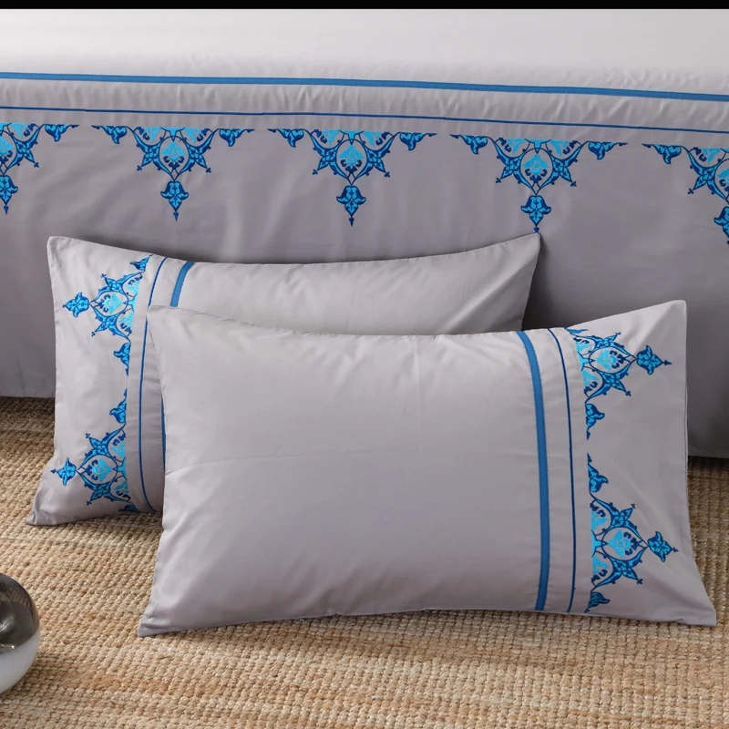 

European Style Cotton Embroidered Pillowcase, Cotton Embroidered Pillowcase, Single 48*74cm Pair