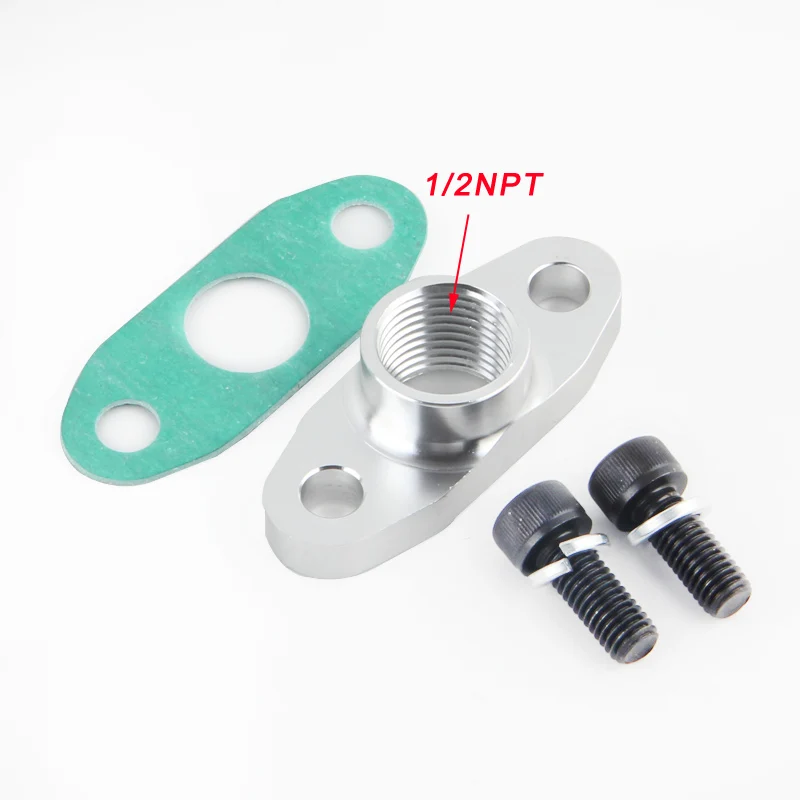 1/2 NPT мама Алюминий слива масла турбо-фланец T3 T4 T04 GT40 GT55 1/2NPT для 8AN клеш свободного кроя - Цвет: Армейский зеленый