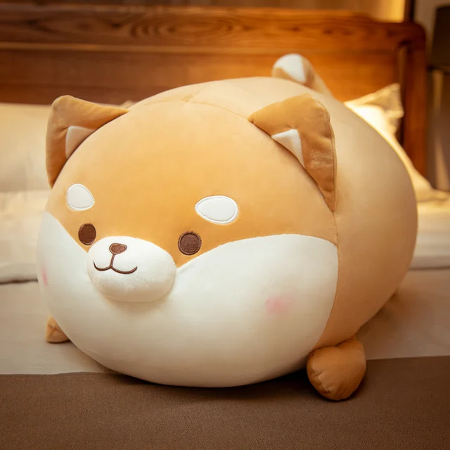 35/50/70cm Fully Stuffed Shiba Inu Doggy Doll Adorable Children Comforting Brown Animal Plush Toy Lying Fatty Plushie Present
