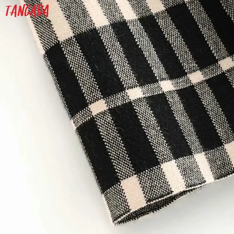 Tangada, женская трикотажная юбка миди в стиле ретро, тянущаяся Талия, женские повседневные юбки, уличные шикарные трапециевидные юбки 3A04