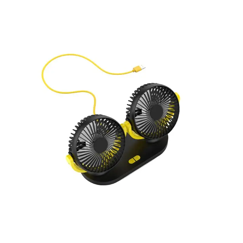 

5V USB Fan 360° Rotatable Dual Head 3 Speeds Adjustable Dashboard Auto Car Fan