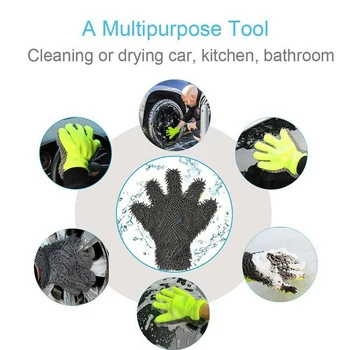 

Scrub Car Wash Gloves Two-Side Mitt Cleaning Tools Hand cover Microfiber Coral Fleece