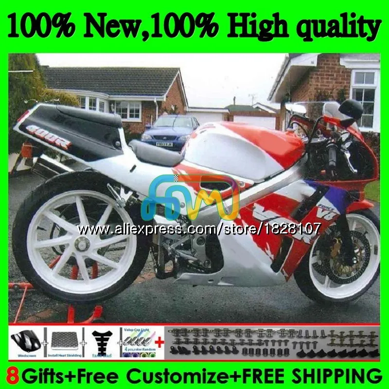 RVF400R для HONDA VFR400 Красный Белый ярко R NC24 V4 VFR400R 87 88 89 90 87BS. 45 ЛРВ 400 R NC30 400R 1987 1988 1989 1990 обтекатель