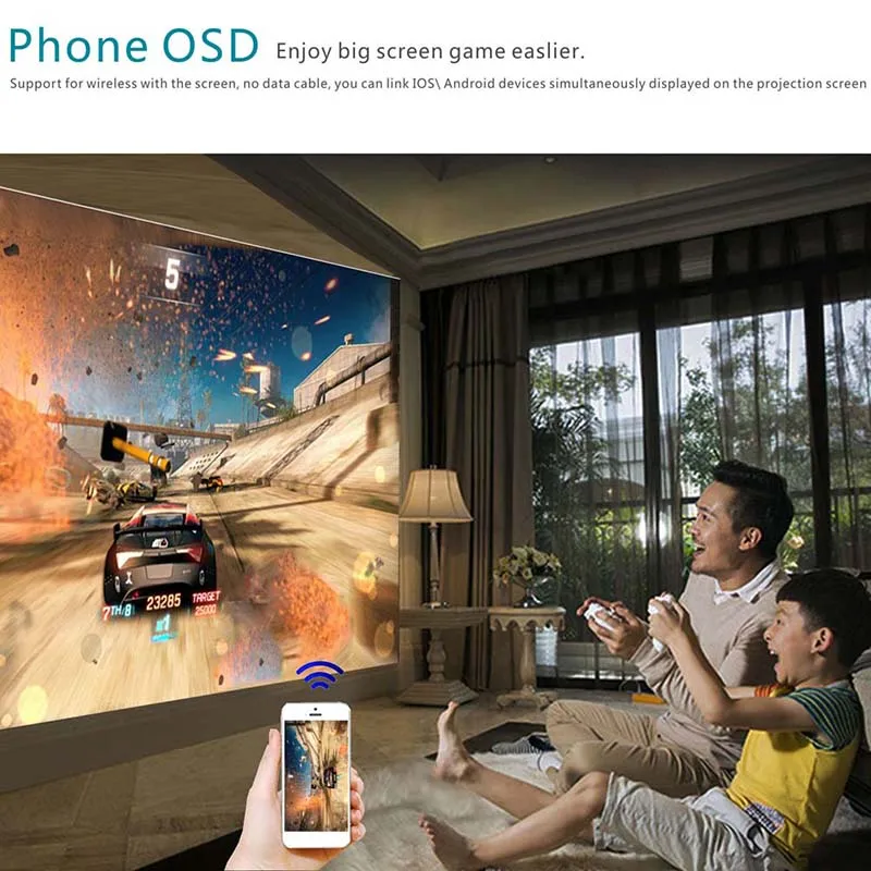 

Projector High Resolution Connect Smart Phone Durable For Home Cinema Theater Office LFX-ING