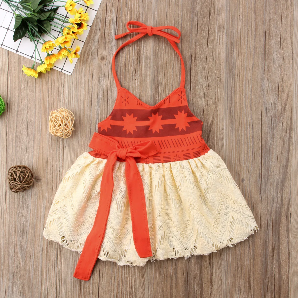 Princess Newborn Toddler Kids Baby Girl Moana Dress Summer Sleeveless Backless Strap Tutu Bow Beach Dress Sundress Baby Clothing girls dress princess costume