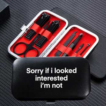 

Manicure Nail Clipper Sets Portable Travel 7pcs Funny Letter Stainless Steel Trimmer Clippers Cutter Scissors Accessories Tools