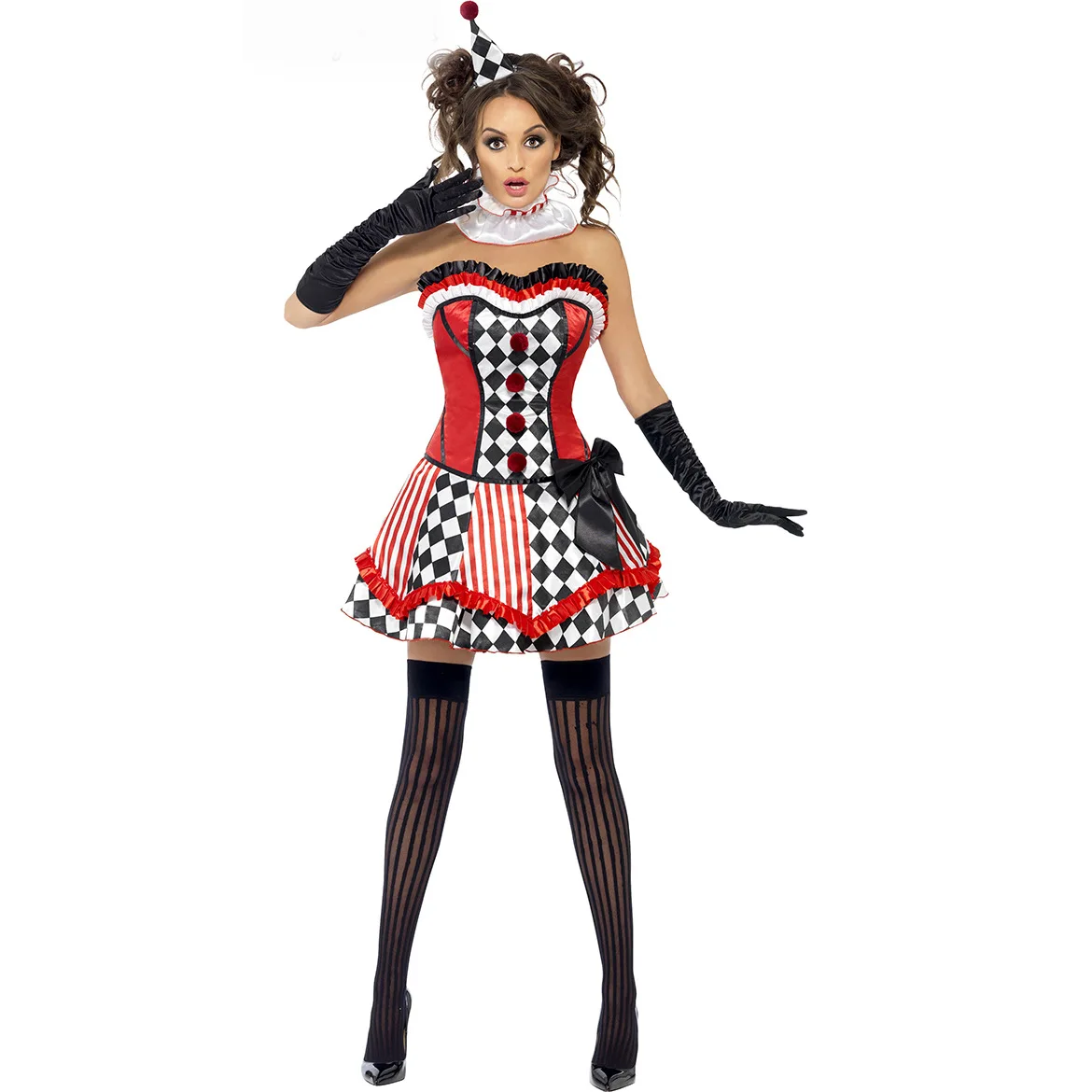 

Halloween-Character Play Circus Clown Dress Uniform Europe And America Women's Costumes