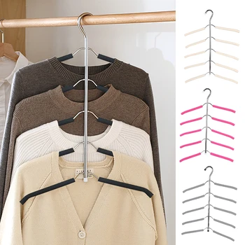 

Sponge Skid-proof Multi-layer Fishbone Type Clothes Storage Hanger Stainless Steel Multi-functional Wardrobe Support Hook 1pcs