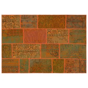 

Handmade Orange Vintage Overdyed Patchwork Area Rug 160x230 Cm-5'3''X7'7''