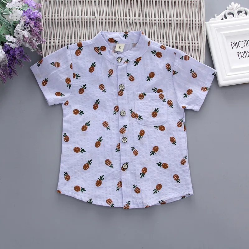 Summer Wear New Style Small CHILDREN'S Tops 0-4-Year-Old Baby Girls Casual out Clothes Printing Shirt for Boys Short Sleeve