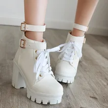 SAGACE; Модные женские зимние ботинки; красивые ботильоны на квадратном каблуке с круглым носком на шнуровке и платформе; женские осенние мотоботы