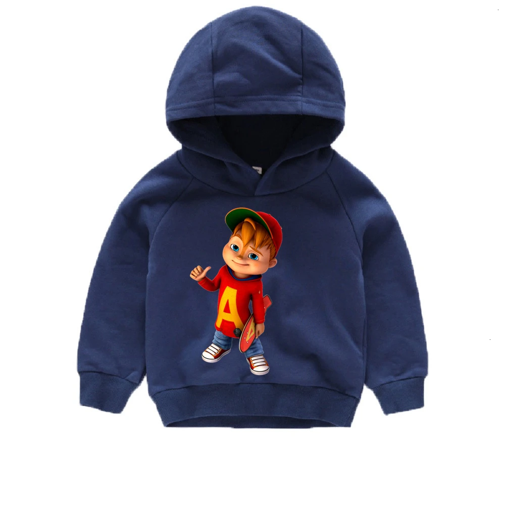 Зимняя толстовка с капюшоном и принтом «Alvin And The Chipmunks», забавные детские топы с круглым вырезом для мальчиков и девочек, детские топы с героями мультфильмов